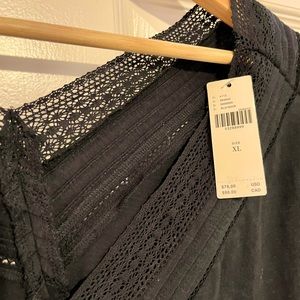 New with tags Anthropologie Crochet Flutter Sleeve V  neck XL Babydoll blouse
